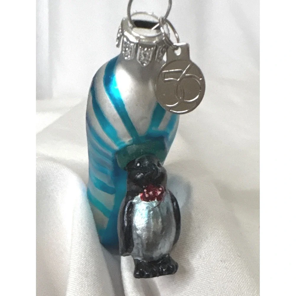 VTG Department 56 Tiny Trimmings Penguin High Heel Shoe Glass Christmas Ornament